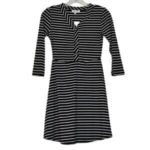 Ultra Flirt 3/4 Sleeve Ribbed Fit & Flare Striped Dress Juniors Size Sm